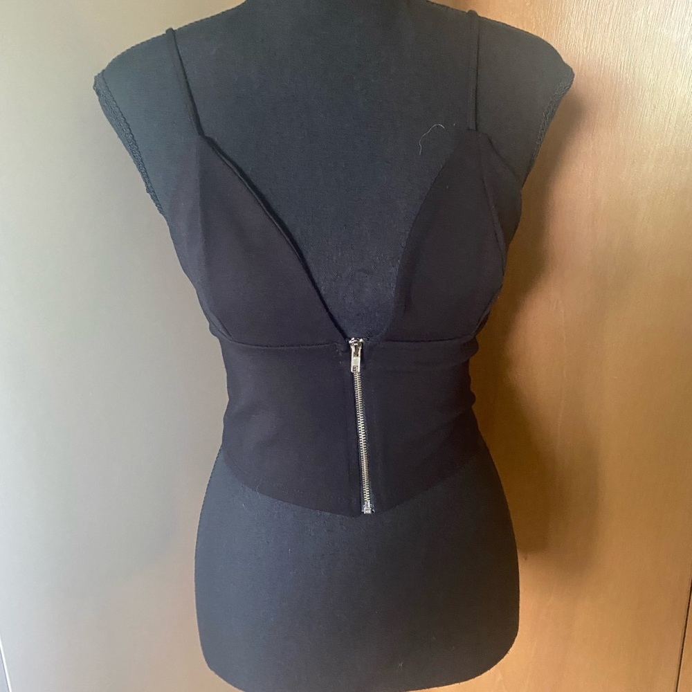 Black Zipper Front Women's Top